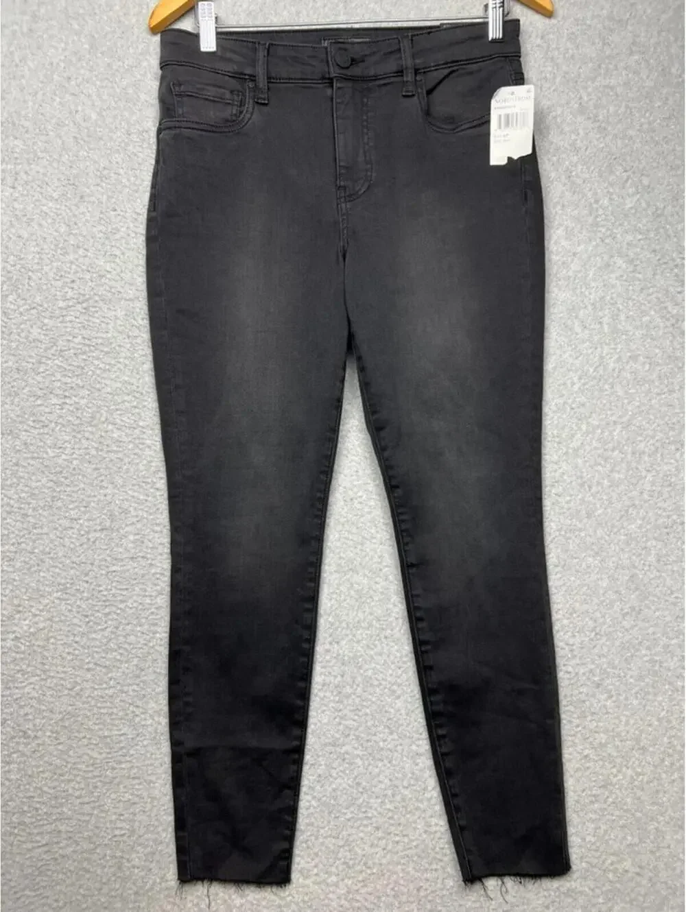 KUT FROM THE KLOTH Donna High Rise Ankle Skinny Jeans 6 Petite Black Gray *